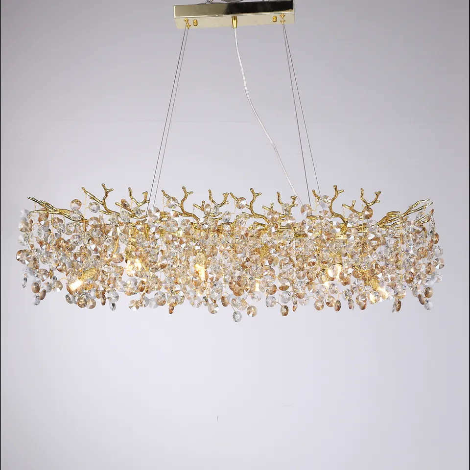 Custom Made Tree Branches Chandelier Luxury Home Decoration Living Room K9 Crystal Lobby Modern Led Crystal Pendent Light Lampe